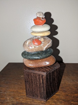 7 Stone Cairn(Michigan Pudding Stone w/ Petosky stone on top)
