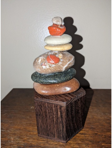 7 Stone Cairn(Michigan Pudding Stone w/ Petosky stone on top)